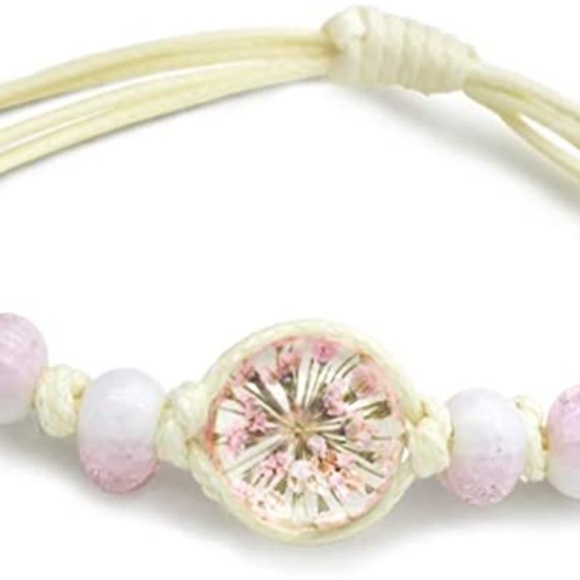 Encapsulated Dried Flower Charm Handmade Adjustable Bracelet - Picture 2 of 14